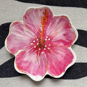 Pier 1 Pink Floral Hibiscus Decorative Plate 7.5 inch (8 plates)